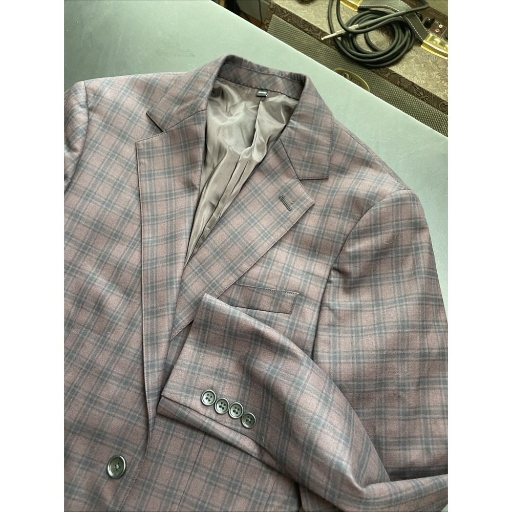 Bonobos Slim Fit 36R Plum Black Plaid Wool Blend Blazer Pockets sown!